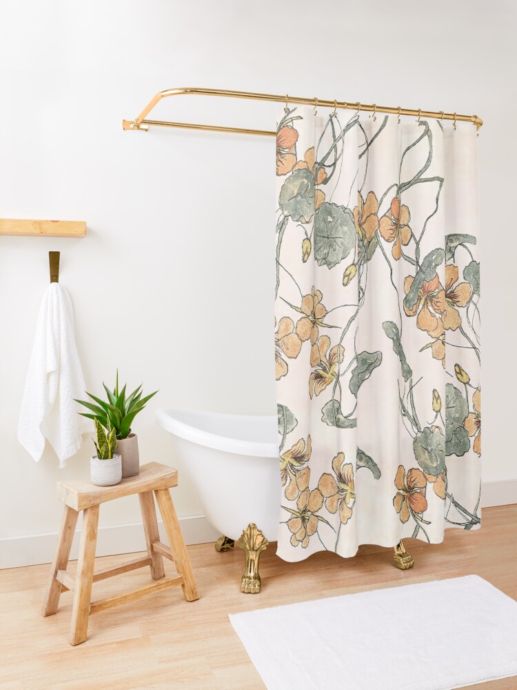Alternate view of Winding - floral watercolour Shower Curtain