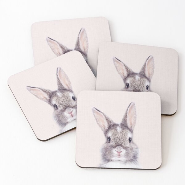 Item preview, Bunny, Baby Rabbit With Pink Background, Baby Animals Art Print by Synplus designed and sold by synplus.