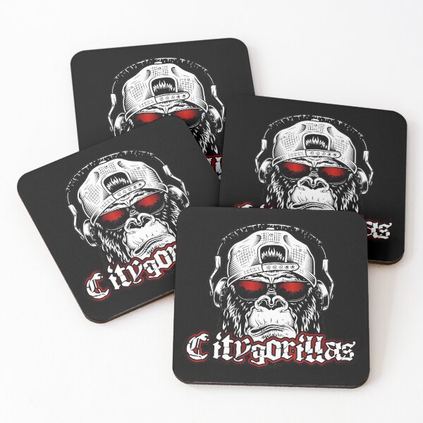 Item preview, City gorilla with cap, headphones and red sunglasses designed and sold by froggy-stylecom.
