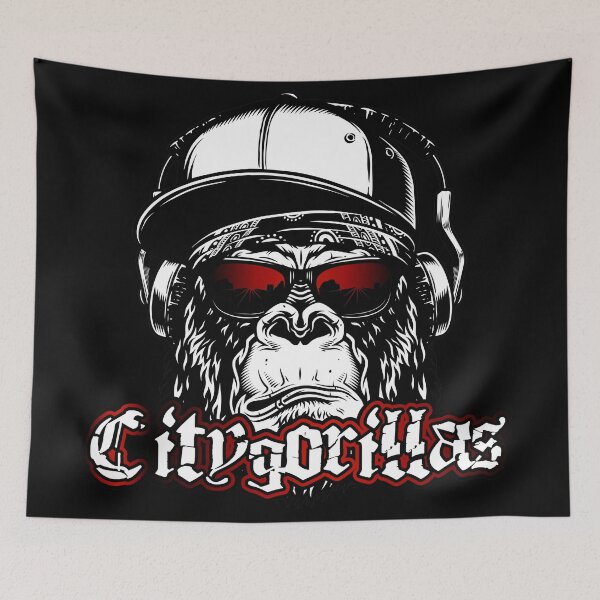 Item preview, City gorilla with cap and red sunglasses designed and sold by froggy-stylecom.