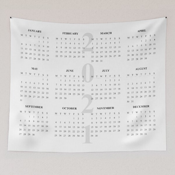Item preview, 2021 Calendar- white background-starting Monday designed and sold by CSouissi.