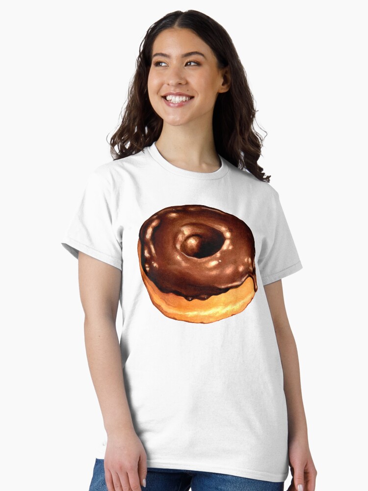 Thumbnail 2 of 7, Classic T-Shirt, Chocolate Donut Pattern - Pink designed and sold by KellyGilleran.