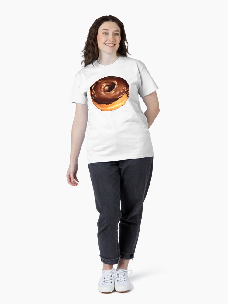 Thumbnail 4 of 7, Classic T-Shirt, Chocolate Donut Pattern - Pink designed and sold by KellyGilleran.