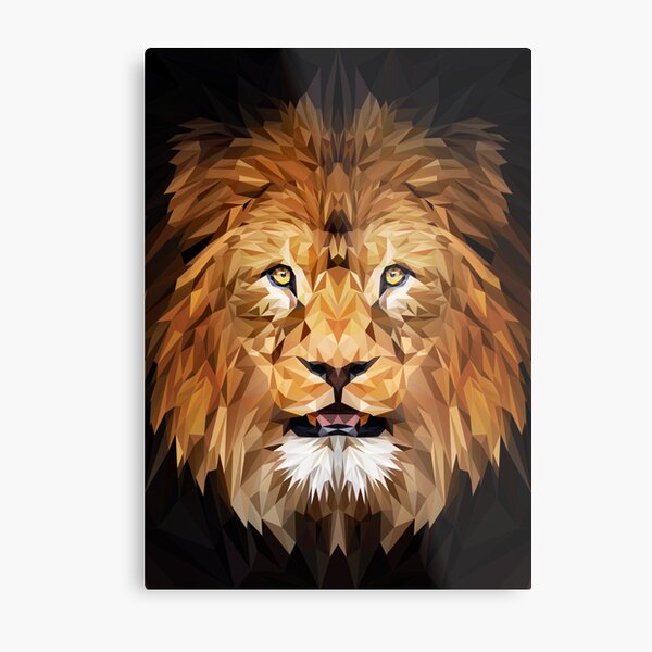 Low-poly lion Metal Print
