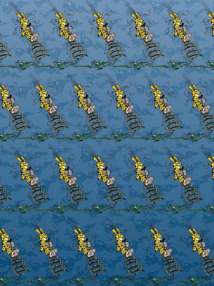 Marsupilami spring with frog / Background blue by RetroRoom