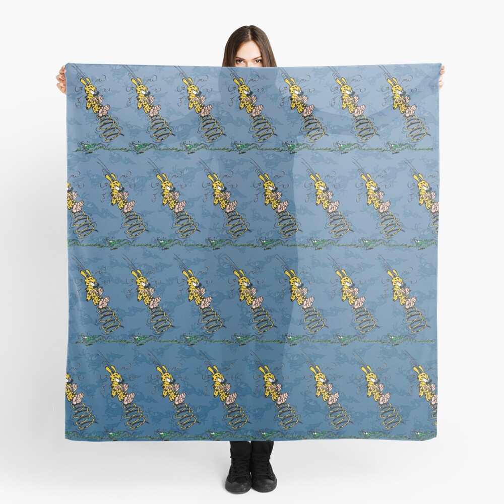 Marsupilami spring with frog / Background blue Scarf