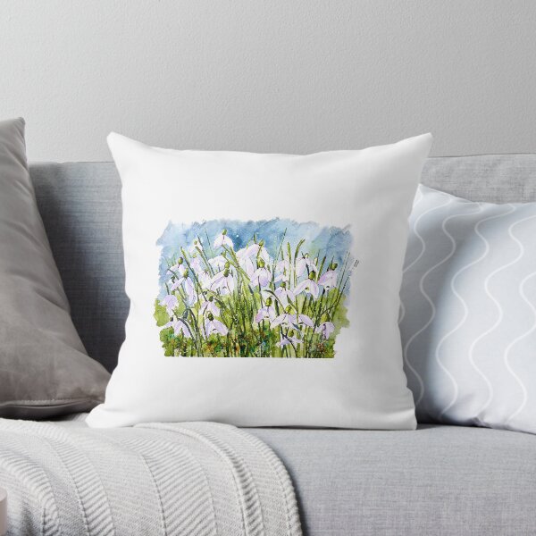 Snowdrops Throw Pillow