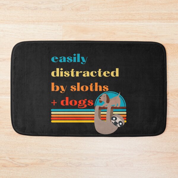 Item preview, Easily distracted by sloths and dogs cute (retro vintage)  designed and sold by DesignsofNote.