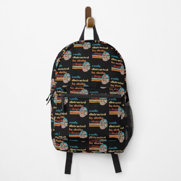 Item preview, Easily distracted by sloths and dogs cute (retro vintage) designed and sold by DesignsofNote.