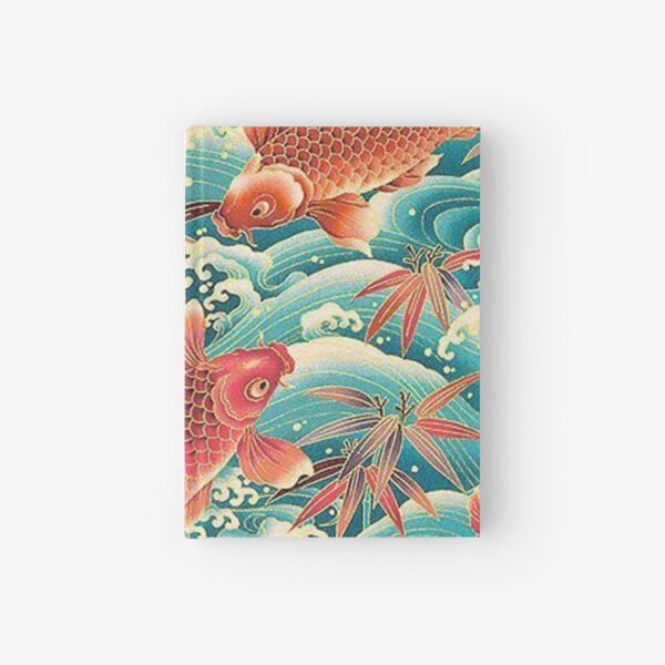Orange Koi Fish at Blue Ocean Hardcover Journal
