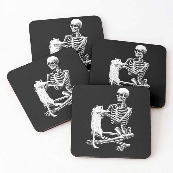 Item preview, Skeleton cuddling with a cute kitten designed and sold by LouBaas.