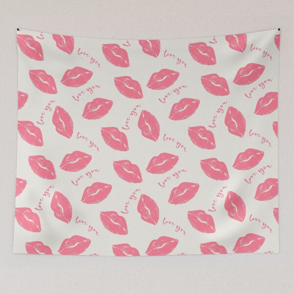 Item preview, Beautiful pink lips print with love you text designed and sold by RSDigitalPrintDesign.