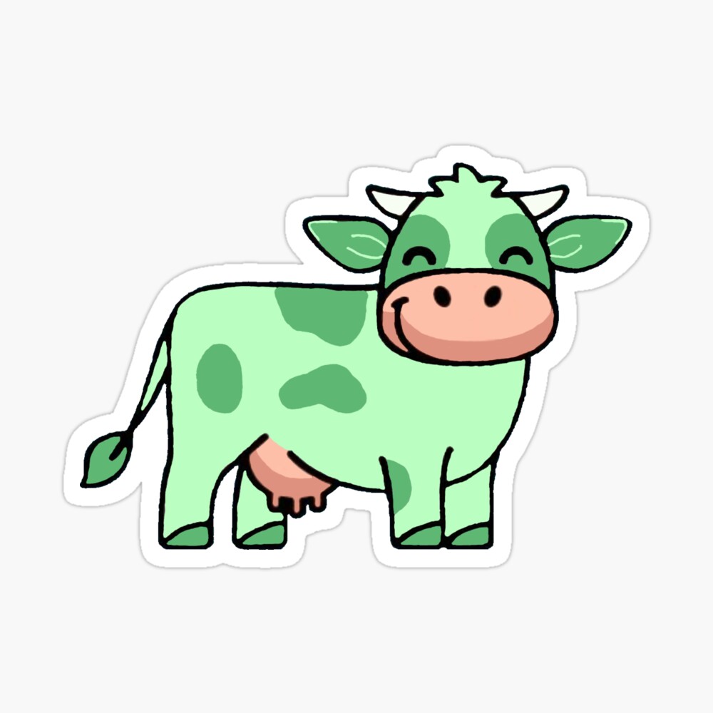 Cute cow, green cow, kawaii cow  Photographic Print for Sale by CastiloART