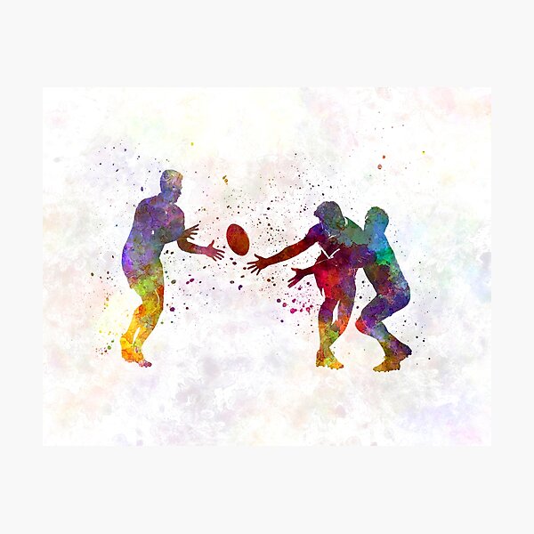 Rugby men players 02 in watercolor Photographic Print