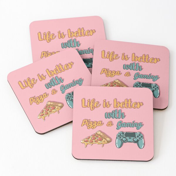 Item preview, Copy of Life is better with pizza and gaming (pink background) designed and sold by MinimalAnGo.