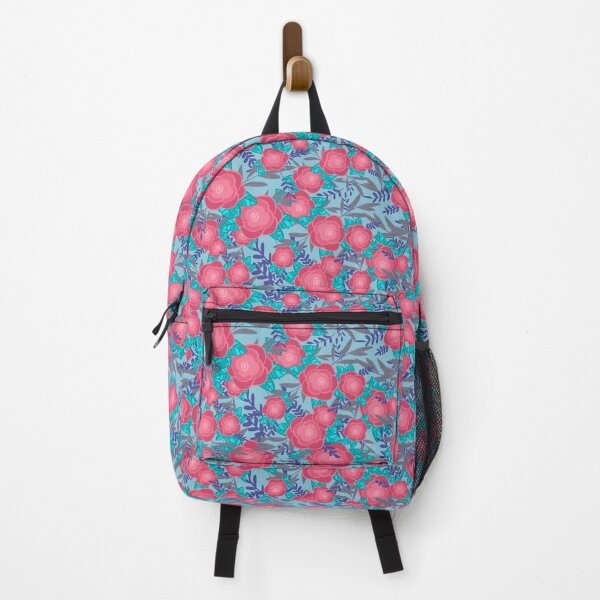 Item preview, Rose florals on blue designed and sold by Aimyillustrates.