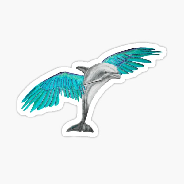 Flying Dolphin (turquoise) Sticker