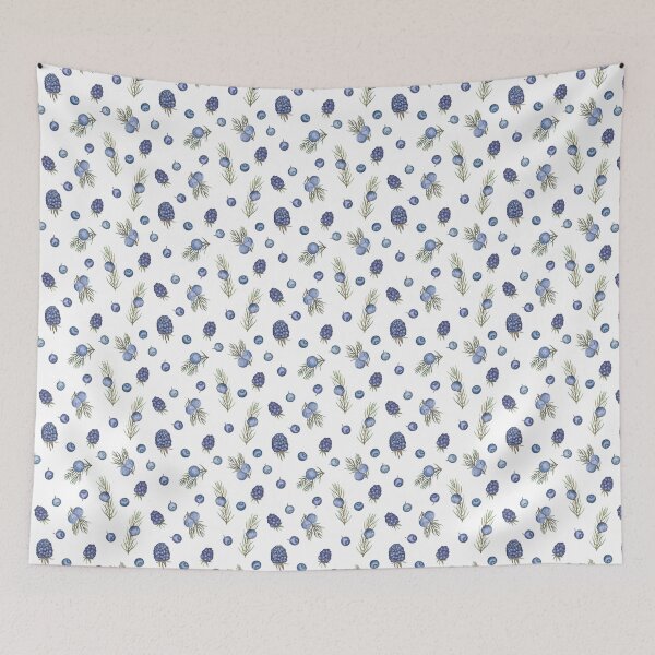 Item preview, Juniper and berries on white designed and sold by Flowersforbear.