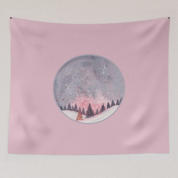 Item preview, Snowy Watercolor Forest Sunrise designed and sold by Sershni.