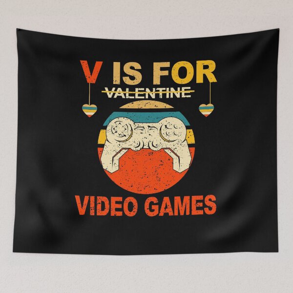 Item preview, V is for Video Games, Funny Gamer Heart Vintage Controller Valentines Day Gifts for Kids, Boys, Him, Her, Gifts for Her designed and sold by NiceTee21.