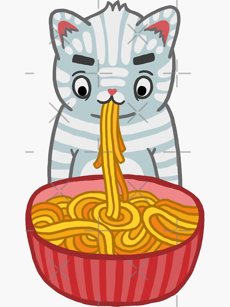 "Noodle cat" Sticker by kostolom3000 Redbubble