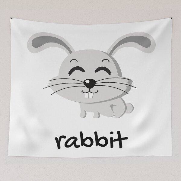 Artikelvorschau, Kaninchen, Hase, niedlich, Cartoon-Illustration, handschriftlicher, kursiver Text. entworfen und verkauft von JellyBeenzz.