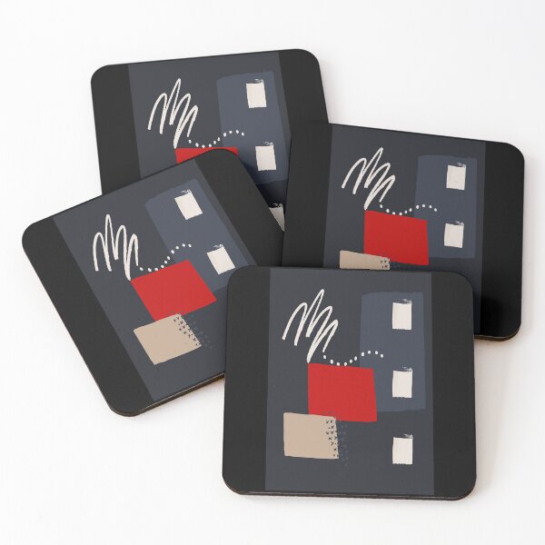 Item preview, Abstract shapes paint design indigo denim red element piece No1 designed and sold by dreamofdenim.