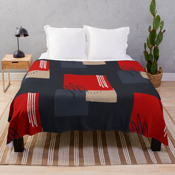 Item preview, Abstract shapes paint design indigo denim red element piece No2 designed and sold by dreamofdenim.