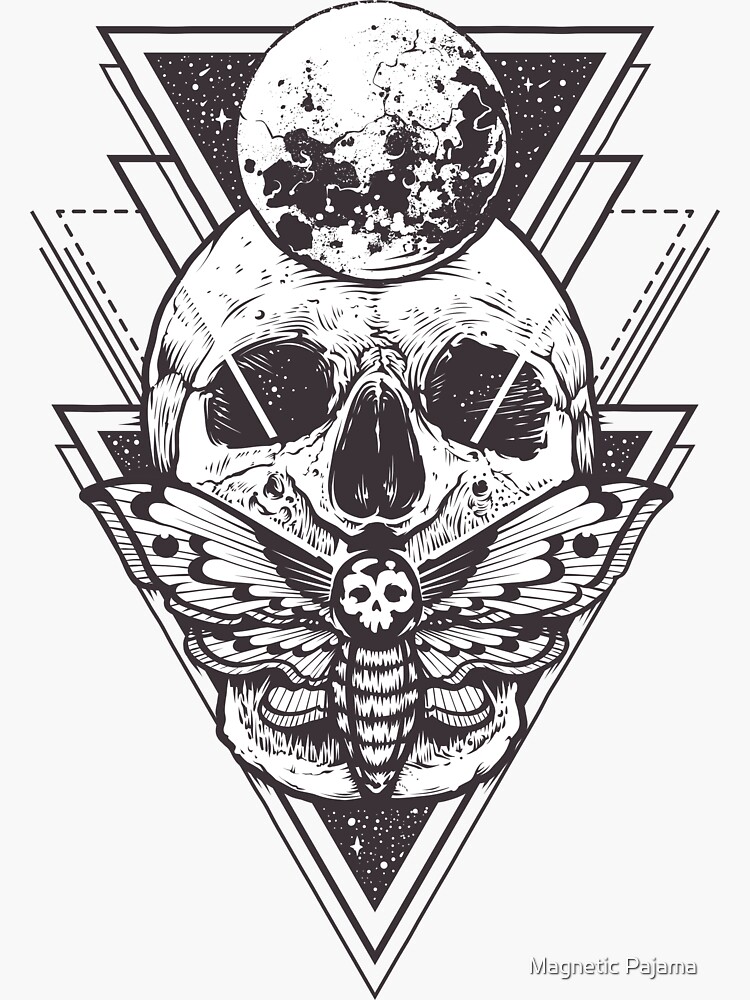 Skull with Pyramids Sacred Geometry // Spiritual Occult Psychedelic by MagneticMama