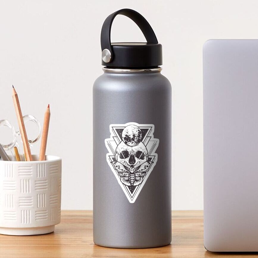 Skull with Pyramids Sacred Geometry // Spiritual Occult Psychedelic Sticker