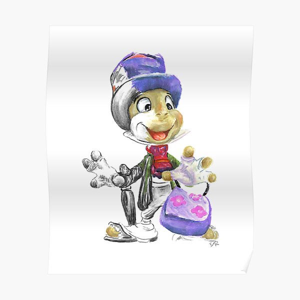 Charcoal and Oil - Jiminy Cricket Poster