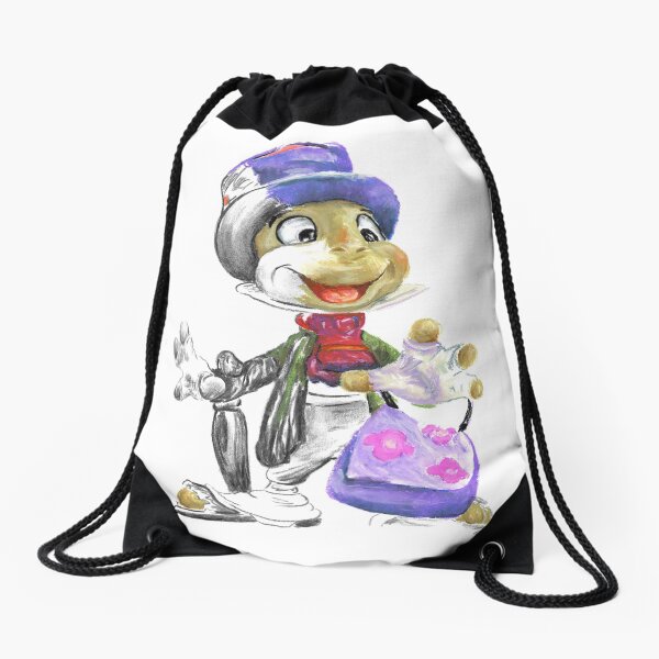 Charcoal and Oil - Jiminy Cricket Drawstring Bag