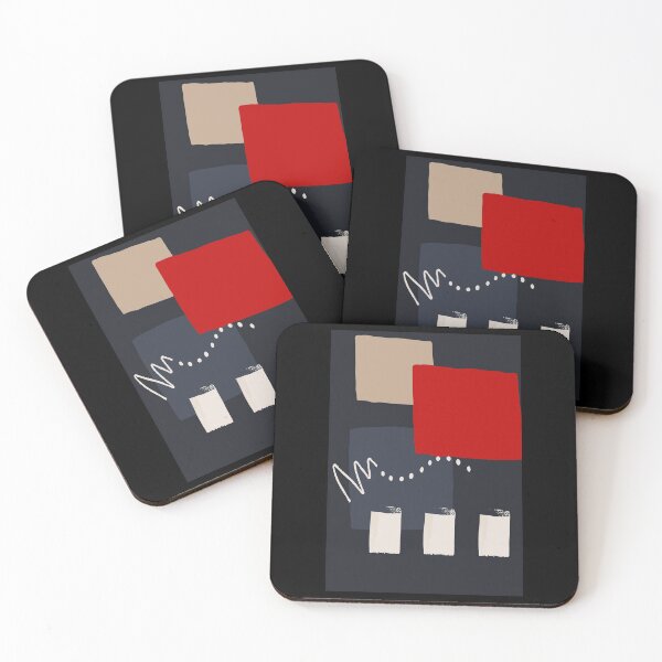 Item preview, Abstract shapes paint design indigo denim red element piece No3 designed and sold by dreamofdenim.