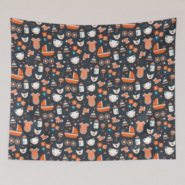 Item preview, New Born Baby Pattern on Blue Background designed and sold by Simplulina.