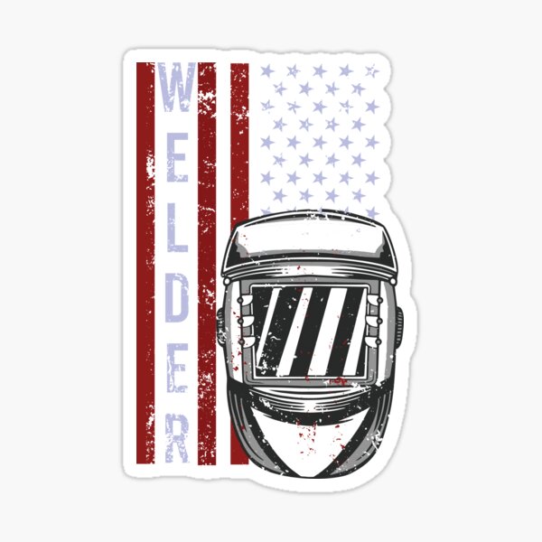 Welders Vintage American Flag Welder Gift' Sticker