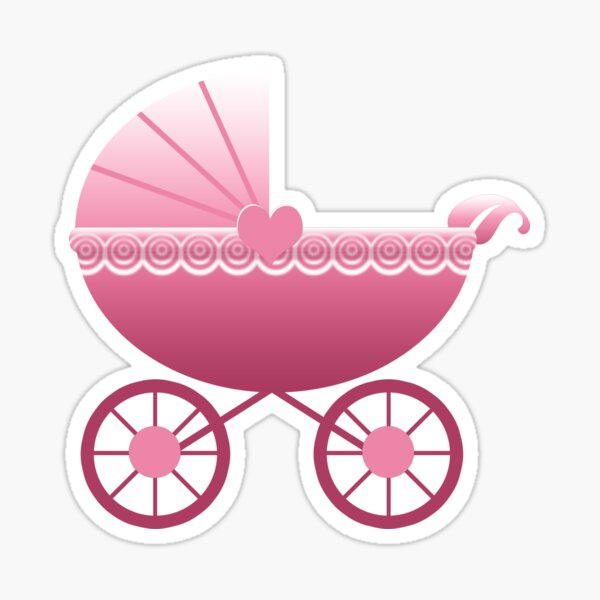 Pink Baby Girl Carriage Baby Shower Stickers, Zazzle.com