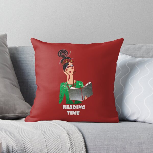 Relaxing with a book Throw Pillow