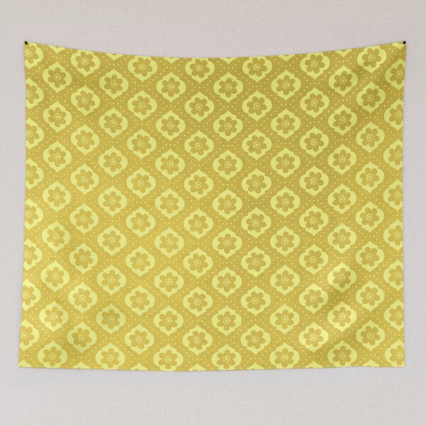 Item preview, Bright illuminating yellow Moroccan floral with dots - abstract pattern designed and sold by misentangled.