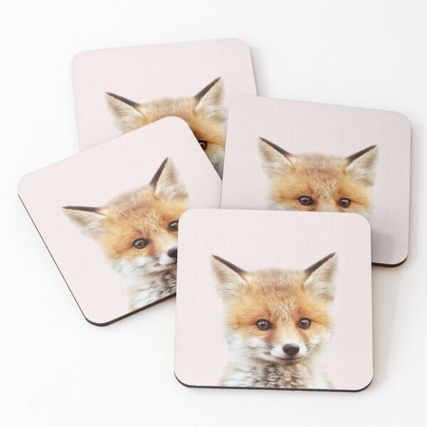 Item preview, Baby Fox With Pink Background, Baby Animals Art Print by Synplus designed and sold by synplus.