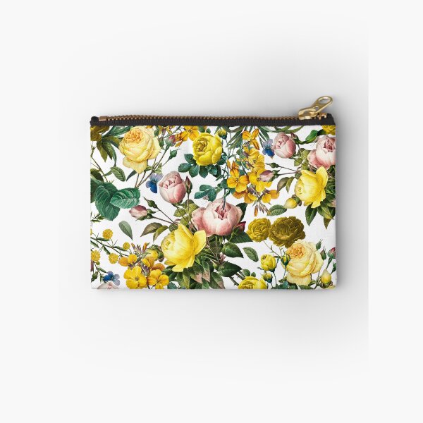 Item preview, Vintage yellow roses blue butterflies nostalgia cottagecore pattern white background designed and sold by PG Illustration.