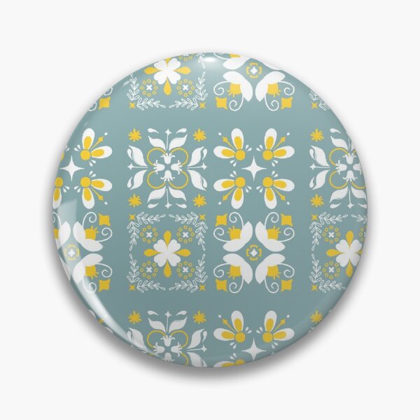 Item preview, Grey and Ochre floral tiles pattern designed and sold by EscapismDesigns.