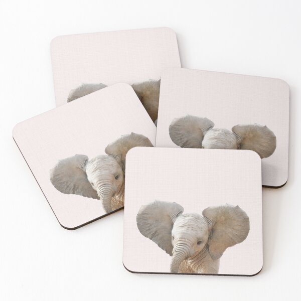 Item preview, Baby Elephant With Pink Background, Baby Animals Art Print by Synplus designed and sold by synplus.