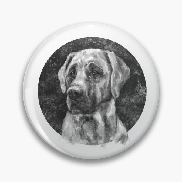 Artikelvorschau, Hund Broholmer Porträt Schwarz Weiß entworfen und verkauft von LeenOnArt.