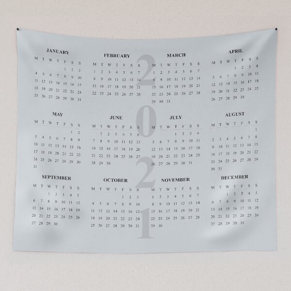 Item preview, 2021 Calendar- light blue background-starting Monday designed and sold by CSouissi.