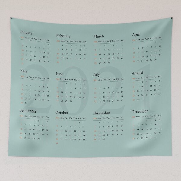 Item preview, 2021 Calendar- blue background-starting Sunday designed and sold by CSouissi.