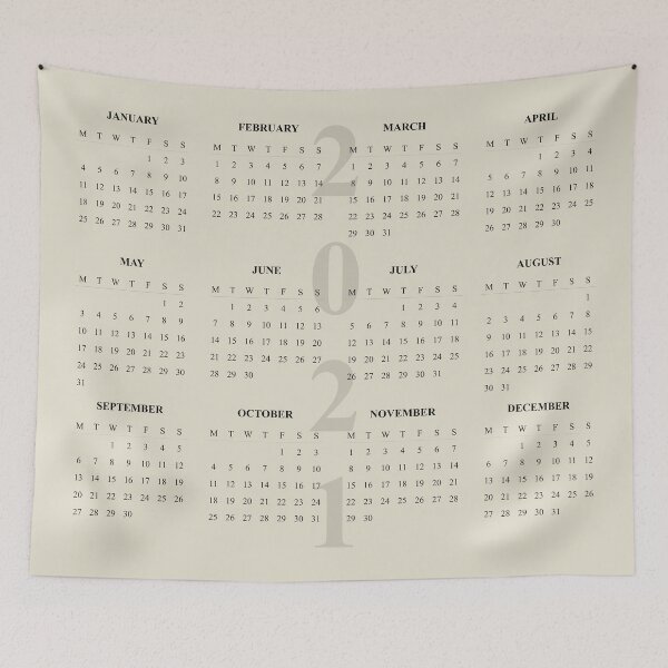 Item preview,  2021 Calendar- light yallow background-starting Monday designed and sold by CSouissi.