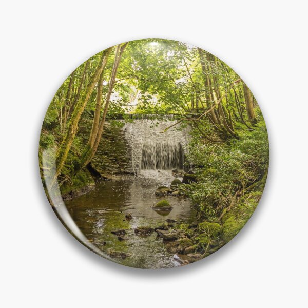 Item preview, Water flowing over an old weir and through a woodland, over stones designed and sold by SnapTPhotograph.