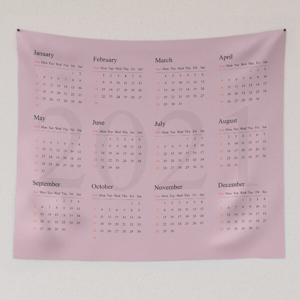 Item preview, 2021 Calendar- pink background-starting Sunday designed and sold by CSouissi.