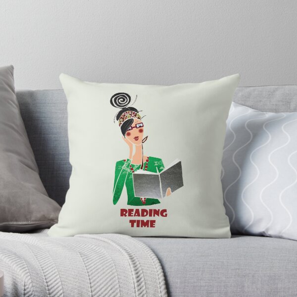 Relaxing with a book Throw Pillow