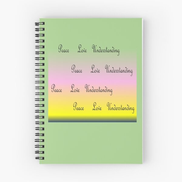 Item preview, Rainbow color- green, pink, yellow with the written words peace, Love, understanding designed and sold by Vicky Rodden.